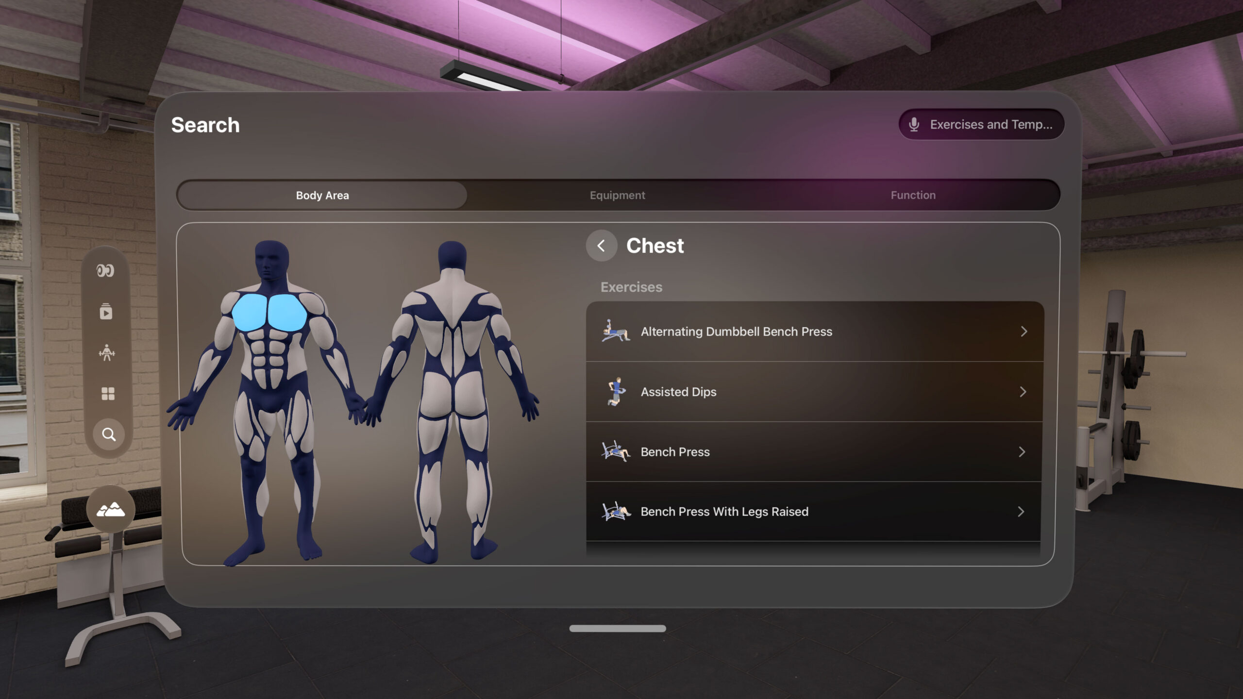 Interactive 3D muscle diagram